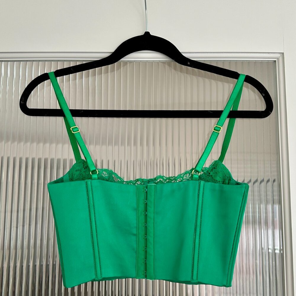 🍀 MESHKI Lake Lace Bustier Corset Cami Top Green XS - Picture 4 of 10